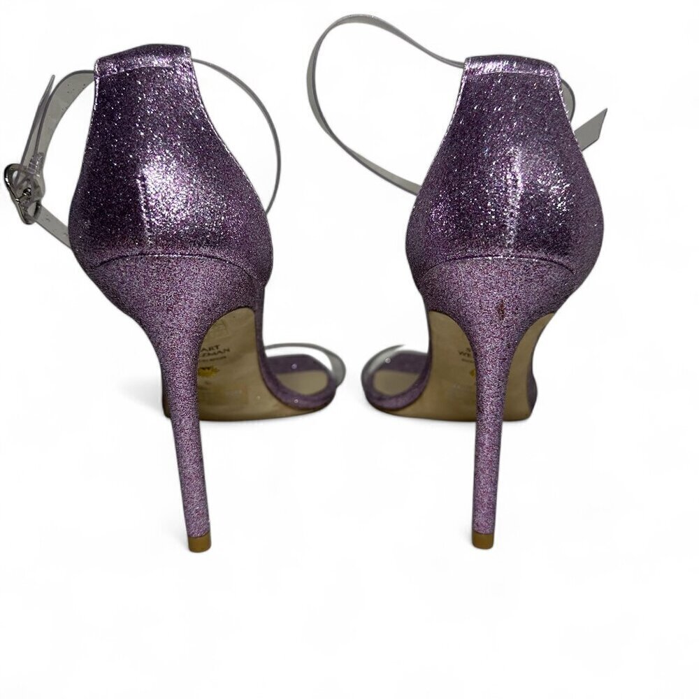Stuart Weitzman Glitter Lilac High Heel PVC Sandal sz 8 NWOT - Picture 7 of 13